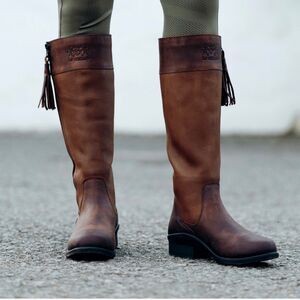 B Vertigo Amelia Waterproof Leather Tall Riding Boots Country Side Zip Rustic 6